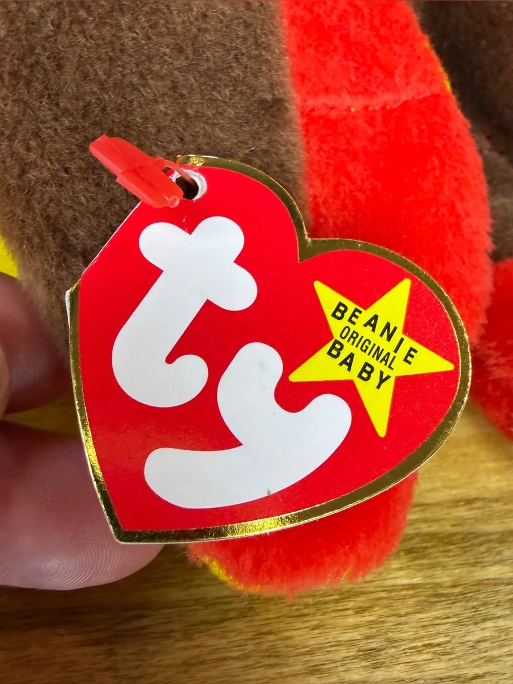Vintage Ty Beanie Baby Turkey Gobbles Style 4034 4th Generation Hanging Tag Tush